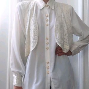 Vintage blouse with attached lace vest